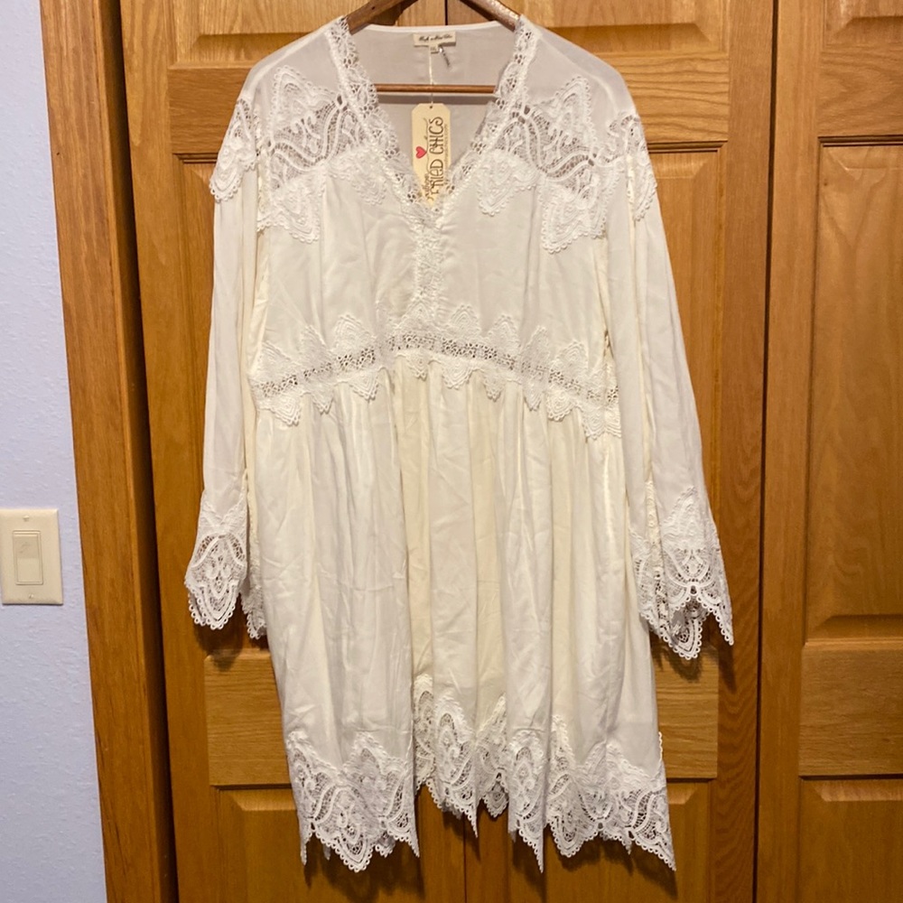 Southern Fried Chics white lace babydoll dress New size XXL